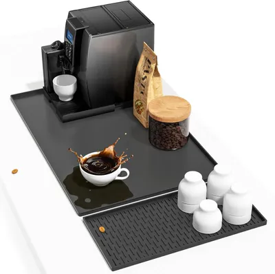 Produktbild von Kaffeemaschine Unterlage Silikon-Kaffeematte, Kaffeemaschine Pad, Kaffeevollautomat Schnelltrocknend Trockenmatte, Spülmaschinenfest, Schwarz