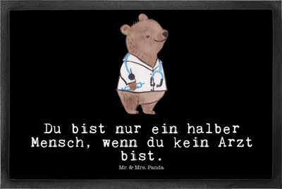 Produktbild von Mr. & Mrs. Panda Schmutzfangmatte Arzt Herz 50 x 75 cm - Schwarz - Geschenk, Arztpraxis, Krankenhaus, Fußabstreifer, teppichmatte, Schuhabstreifer, Fußabtreter, fußmatte