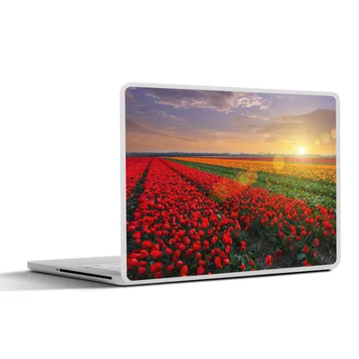 Produktbild von MuchoWow® Laptop Aufkleber Sticker Cover Feld - Tulpen - Sonne 25x18 cm - Laptop-Deko