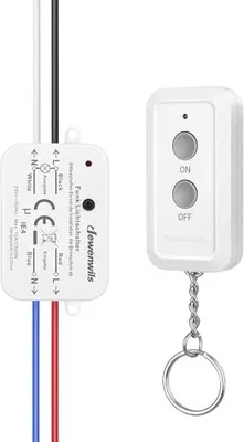 Produktbild von Dewenwils Wireless Switch, Wandsender 230 V, Schaltersender, 30 m Range, Funklicht -Set -Lampe, Taste, keine Verkabelung erforderlich, 2300 W, Weiß