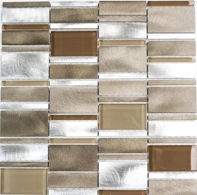 Produktbild von Mosani MOS49-1202, Mosaik, Metall, Beige, Braun, Drinnen, Rechteck, 301 mm