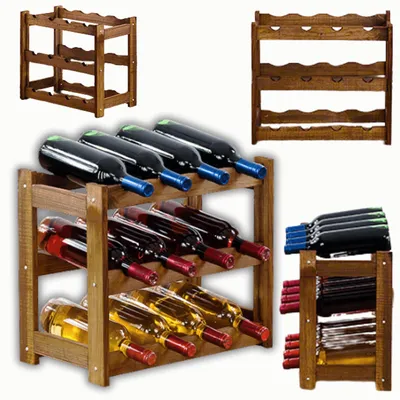 Produktbild von MODO24 Weinregal 12 Flaschen, Flaschenregal, Weinschrank, Weinständer, Getränkeregal, Kellerregal, Massivholz, 38x43x25 cm, Braun, RW1