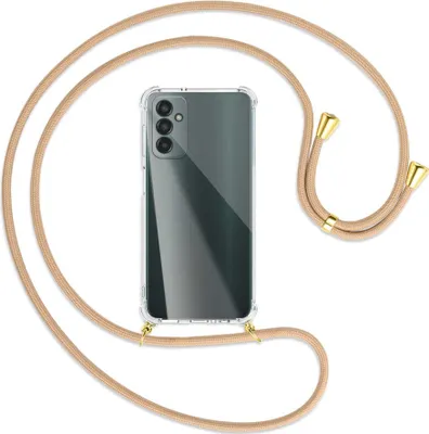 Produktbild von Handykette Backcover-Schutzhülle mit Band (Metall goldfarben) für Samsung Galaxy M13 4G (SM-M135) - beige