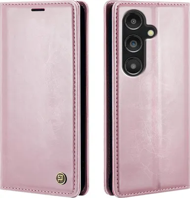 Produktbild von Handyhülle für Samsung Galaxy S25 FE Kunstleder Flip Vintage Cover Hülle RFID Schutz Case Kartenfach Farbe: Rosa