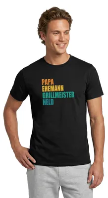 Produktbild von Spreadshirt Ehemann Grillmeister Papa Held Männer T-Shirt, M, Schwarz
