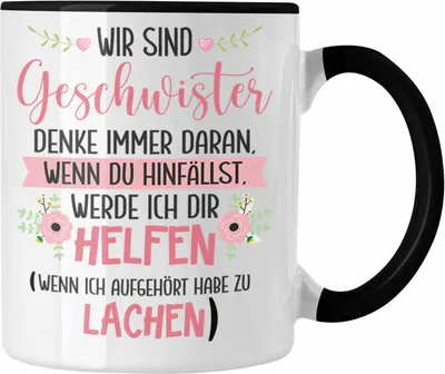 Produktbild von Trendation - Schwester Bruder Tasse Geschenk Geburtstag Sprüche Geschenkidee von Schwester Bruder (Schwarz)