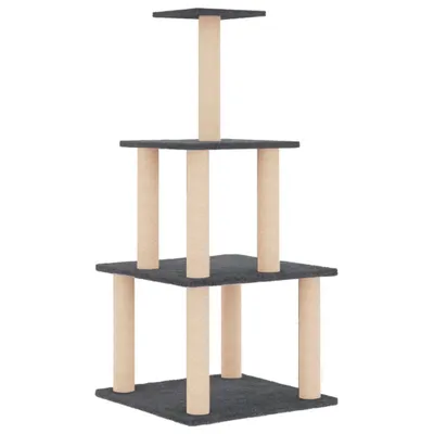 Image de vidaXL Arbre à chat avec colonnes à griffer en sisal gris foncé 111 cm