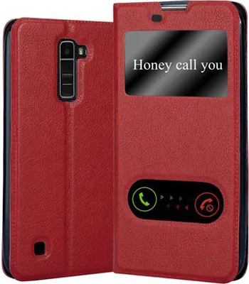 Produktbild von Cadorabo Schutzhülle für LG K10 2016 Hülle in Rot Handyhülle Book Case Cover Etui