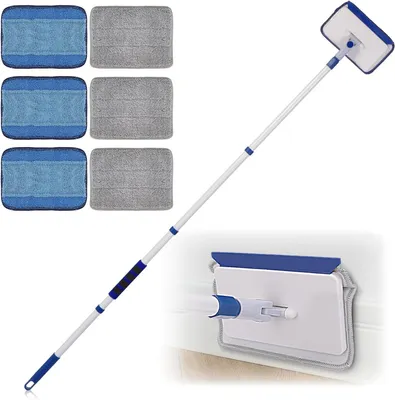 Produktbild von Wandreiniger – Fliesenreiniger – Mopp – Haushaltsreinigung – Langer Teleskopstiel – 152 cm – Grau