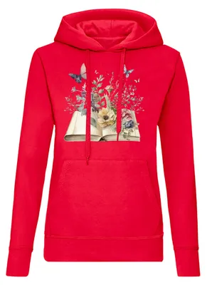 Produktbild von OpenBooksFlowers Damen Hoodie Buchblumen Print Kapuze Freizeit