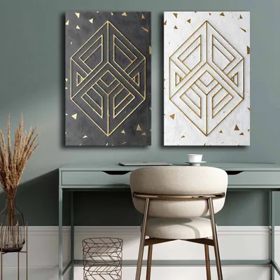 Image de Wallity, 2P4570GSC-011, Tableau décoratif sur toile (2 pièces), Multicolore, 100 % TOILE, 95 x 70 cm