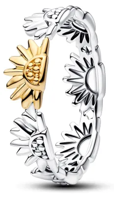Image de Bague Pandora « Tournesol » en argent plaqué or 14 carats 164702C00, taille 56