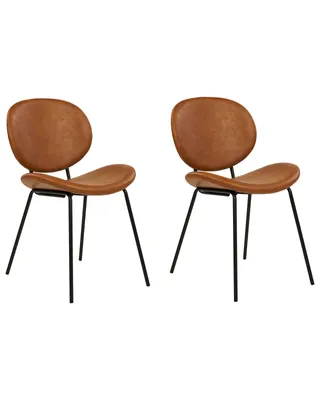 Produktbild von BELIANI Esszimmerstühle 2er Set Goldbraun aus Kunstleder Schwarze Beine Modernes Retro Design für Esszimmer