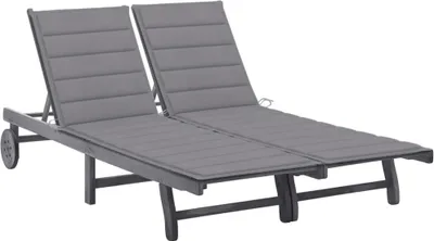 Produktbild von 2-Personen-Sonnenliege mit Auflage Grau Akazie Massivholz