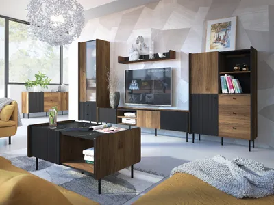 Produktbild von Wohnzimmer-Set PRESTI 01 warmia walnuss / schwarz