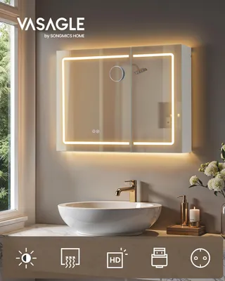 Obrázek produktu pro Nástěnná skříňka se zrcadlem a osvětlením LED, zvětšovací zrcadlo