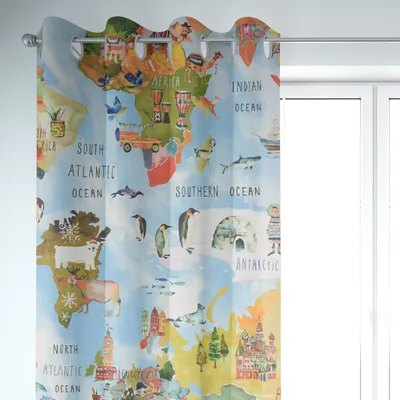 Produktbild von SCHÖNER LEBEN. Vorhang Adventure Rainbow Weltkarte bunt 245cm Aufhängung Ösen