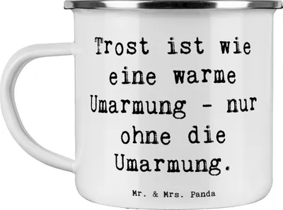 Produktbild von Mr. & Mrs. Panda becher emaille Spruch Trost Umarmung - Weiß - Geschenk, Hoffnung, Kaffeepott, Teetasse, Familie, Zitat, Herausforderung, Haferl, Tasse, Pott, Gefühl