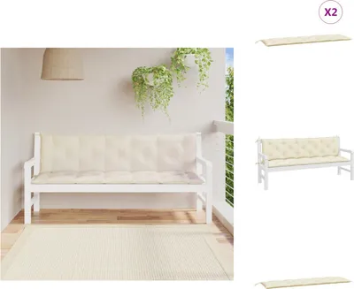Produktbild von vidaXL Gartenbank-Auflagen 2 Stk. Cremeweiß 180x50x7 cm Oxford-Gewebe -  Sitzpolster