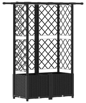 Immagine prodotto di vidaXL Aiuola rialzata con graticcio e copertura, nera, 124 x 40 x 138 cm, PP
