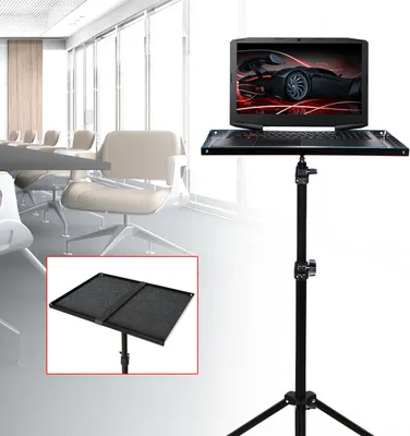 Image de Support pour ordinateur portable Acier Hauteur réglable Portable 69-190cm Trépied Support pour ordinateur portable Projecteur Support au sol Tripode (noir)