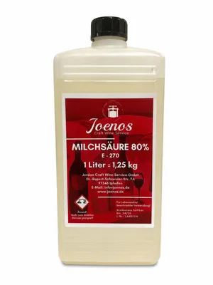 Produktbild von Milchsäure 80% 1 Liter, Joenos, zum Ansäuern von Most und Wein
