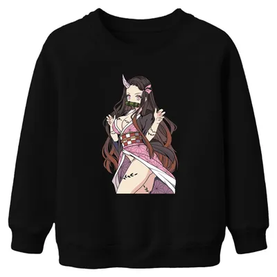 Productafbeelding van Nezuko, demon, bamboeklem, anime cosplay, cadeau, manga, schattig, uni, kinderhoodie, zwart, maat 128