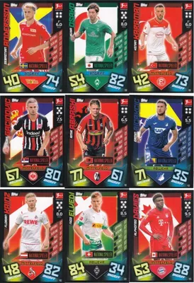 Obrázek produktu pro Topps Match Attax - 2019/20 - 9 mezinárodních hráčů - čísla 397 až 405