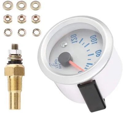 Image de Thermomètre numérique pour voiture et moteur, en acier inoxydable, 52 mm (2 pouces), LED bleues, plage de mesure : 40-120 °C