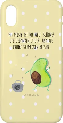 Produktbild von Mr. & Mrs. Panda Iphone 10 Handyhülle Avocado Tanzen - Gelb Pastell - Geschenk, Urlaub, Cover, Party, Musik, Singen, X, Handy, Hülle