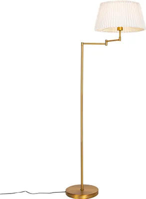 Produktbild von Stehleuchte aus Bronze mit Weißem Faltenschirm und Verstellbarem Arm Ladas Deluxe