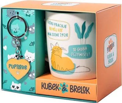 Zdjęcie produktu dla Prezent dla kociarzy Pupilove kubek i brelok - Be-Happy Gifts