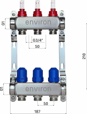 Immagine prodotto di Collettore in acciaio inossidabile a 3 vie, diametro 176 mm, fornito senza set di valvole a sfera