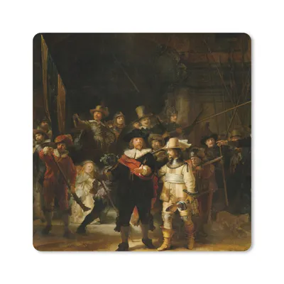 Produktbild von MuchoWow® Mauspad Mousepad Die Nachtwache - Gemälde von Rembrandt van Rijn 30x30 cm - Mousepads - Maus Mat - Pad - Mausunterlage - Gaming