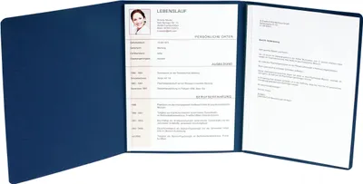 Produktbild von Exacompta 10x Bewerbungsmappe Karton Leinenoptik 2 Klemmschienen A4 Blau 49707B