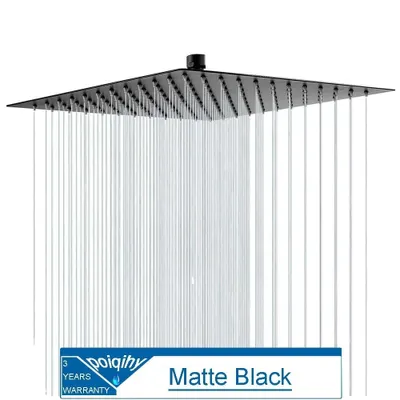 Produktbild von Duschkopf, Regenfall-Design, Wandmontage, Mattschwarz