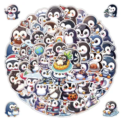 Produktbild von 100 Stück Pinguin Aufkleber Set, Wasserdichte Pvc Cartoon Tier Klein Sticker Pinguin Thema Aufkleber Für Motorrad Helm, Skateboard, Gitarre, Laptop, Scrapbook, Koffer Für Jugendliche Kinder Erwachsene