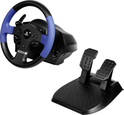Zdjęcie produktu dla Thrustmaster T150 Force Feedback, Kierownica + pedały, PC, PlayStation 4, Playstation 3, D-pad, Przewodowa, USB, Czarny, Niebieski