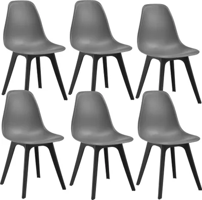 Produktbild von [en.casa] 6x Design Stuhl 83 x 54 x 48cm Grau & Schwarz Esszimmer Stuhl Stühle Kunststoff im Skandinavischem Stil mit Bodenschoner