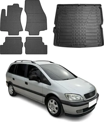 Produktbild von Fußmatten & Kofferraumwanne Set für Opel Zafira 1999-2005 Gummi TPE Schwarz 5x