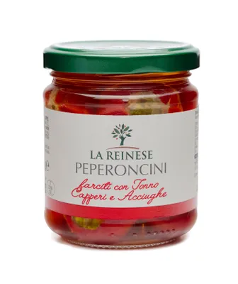 Immagine prodotto di La Reinese Peperoncini farciti con tonno, capperi e acciughe 180g