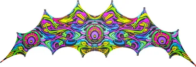 Produktbild von PSYWORK Schwarzlicht Segel Elasthan "Dragon Temple II Stage One", 2,00x6,00m