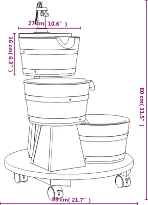 Produktbild von vidaXL Gartenbrunnen mit Rollen und Pumpe 55x55x80 cm Massivholz Tanne