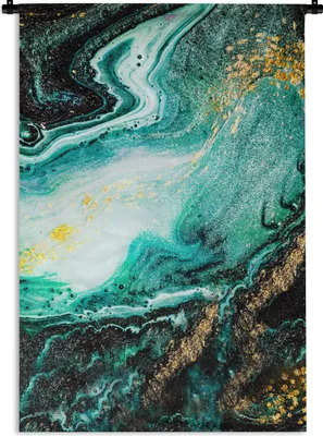 Produktbild von MuchoWow® Wandteppich Wandbehang Marmoroptik - Blau - Gold - Glitzer - Luxus - Marmor 60x90 cm Tapisserie Dekoration Wandtuch - Foto-Teppich - Abwaschbar
