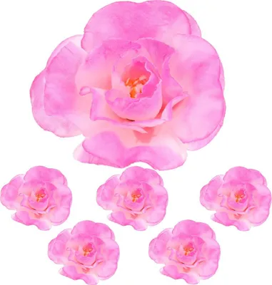 Produktbild von Dekolo Künstliche Blumen Blütenköpfe Rosen Dekorative Pflanzen Hochzeit 6 Stück Rosa