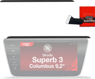 Obrázok produktu pre Ochranné fólie Grizz Protector na palubnú dosku – Škoda Superb 3 9,2" Columbus (2015–2024) čierna matná s ochranou proti odtlačkom prstov