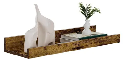 Zdjęcie produktu dla Półka ścienna w stylu vintage, kolor brązowy, 40 cm, imitacja drewna, materiał: MDF, 1 sztuka