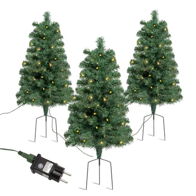 Produktbild von Salcar 3er Set LED Weihnachtsbaum Künstlich mit Beleuchtung Klein Tannenbaum mit Erdspiess