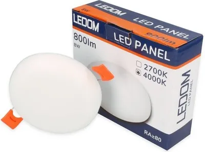 Produktbild von 5x LEDOM Rahmenloses LED Panel Beleuchtung Einbauleuchte Spot 8W, 90mm Durchmesser 800lm, 4000K Neutralweiß Deckenleuchte Rund