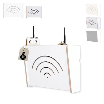 Image de MOE UHANE Cache-routeur WiFi, cache routeur, étagère pour routeur avec cache coulissant, organisateur d’espace pour routeur